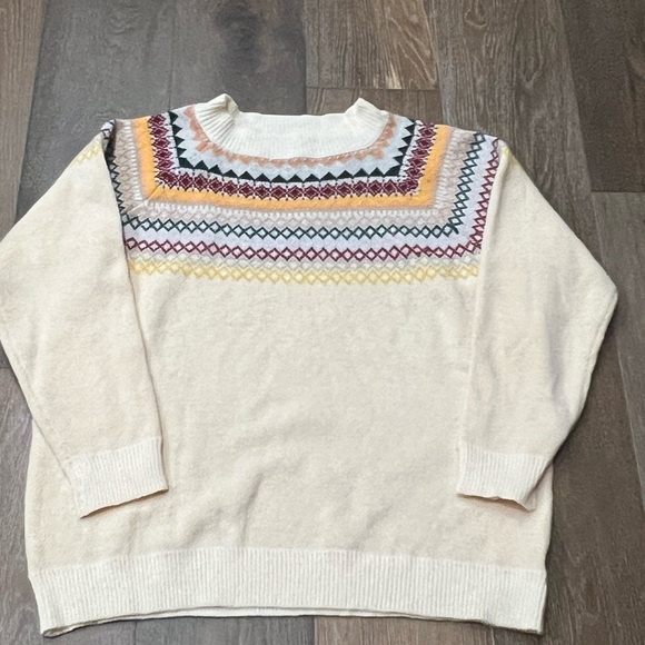 NWOT Fair aisle style CUPSHE super soft Cream multicolor sweater. Medium - Picture 3 of 7